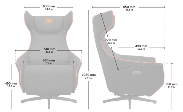 COUGAR herní křeslo MAGNUS Orange/Gray