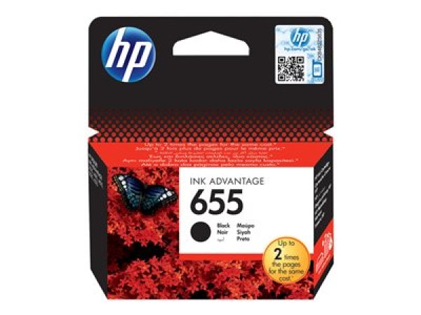 HP 655 - 14 ml - černá - originální - Ink Advantage - inkoustová cartridge - pro Deskjet Ink Advantage 3525, Ink Advantage 46XX, Ink Advantage 5525, Ink Advantage 6525