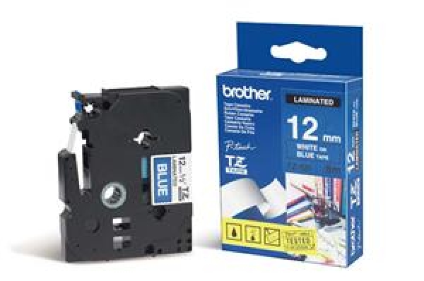 Brother TZe-535 - Bílá na modré - Role (1,2 cm x 8 m) 1 kazeta/y lamino páska - pro Brother PT-D210, D600, H110; P-Touch PT-1005, D450, H110, P300; P-Touch Cube Pro PT-P910