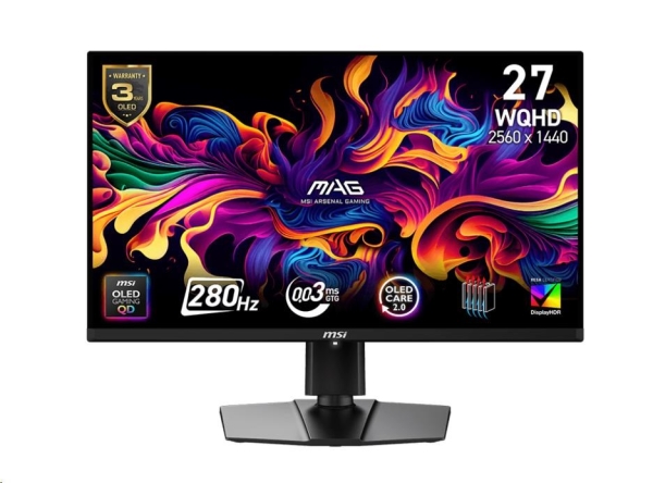 MSI LCD MAG 271QP QD-OLED X28,26.5" 2560x1440 QD-OLED,280Hz,178/178,250nits,VESA,HDMI,DP,USB-C,Audio,Black