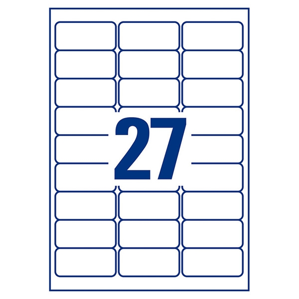 Avery Zweckform etikety 63.5mm x 29.6mm, A4, bílé, 27 etiket, odnímatelná, baleno po 25 ks, L4737REV-25, pro laserové a inkoustové