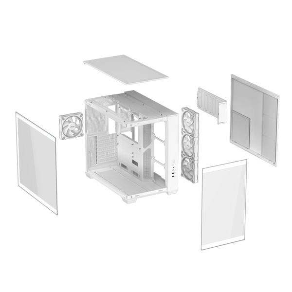 ASUS A32 PLUS WHITE ARGB TG skrinka ATX biela 4x ARGB fan