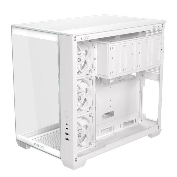 ASUS A32 PLUS WHITE ARGB TG skrinka ATX biela 4x ARGB fan