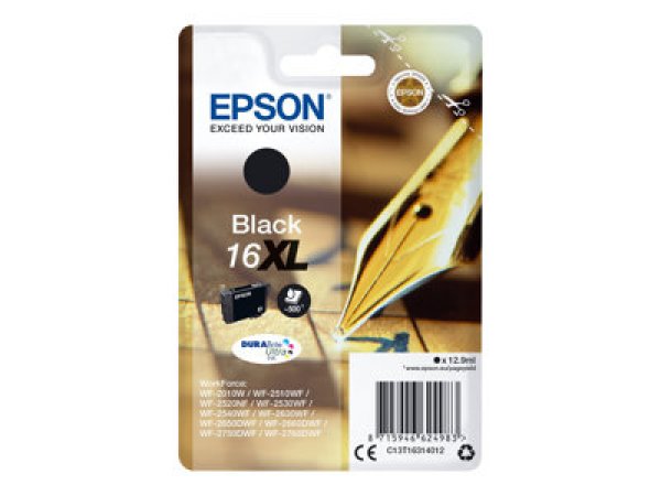 Náplň Epson 16XL, C13T16314022 černá blistr s RF / akustickým alarmem 