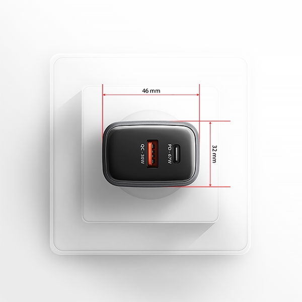 AXAGON ACU-PQ67, GaN nabíječka do sítě 67W, výstup USB-A + USB-C, PD3.0/PPS/QC4+/SFC2.0/Apple