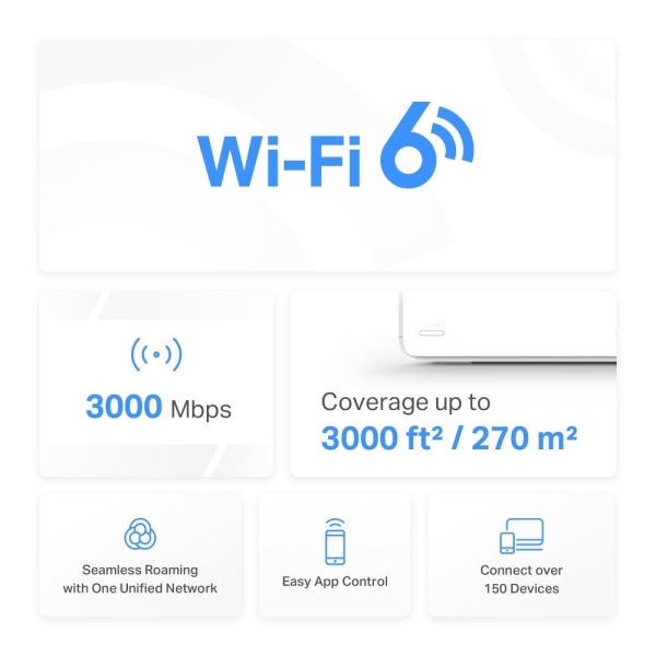 MERCUSYS Halo H80X(1-pack) WiFi6 Mesh (AX3000,2,4GHz/5GHz,3xGbELAN/WAN)