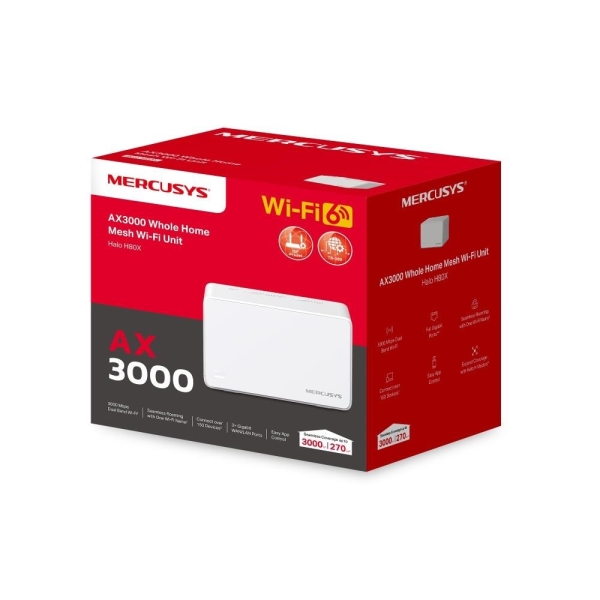MERCUSYS Halo H80X(1-pack) WiFi6 Mesh (AX3000,2,4GHz/5GHz,3xGbELAN/WAN)
