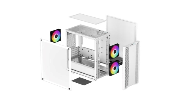 DEEPCOOL Case CC360 WH ARGB, mATX, Průhledná bočnice, 3x 120mm Fan, bílá