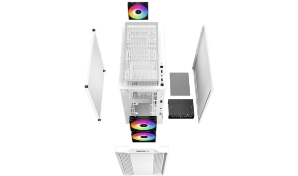 DEEPCOOL Case CC360 WH ARGB, mATX, Průhledná bočnice, 3x 120mm Fan, bílá