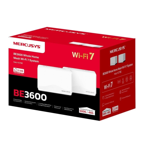 MERCUSYS Halo H27BE(2-pack) WiFi7 Mesh (BE3600,2,4GHz/5GHz,1x2,5GbELAN/WAN,2xGbELAN/WAN)
