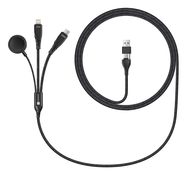 CONNECT IT Nabíjecí kabel Wirez 6v1, USB-C/USB, Lightning, Bezdrátová nabíječka na hodinky, 1.25m, černá