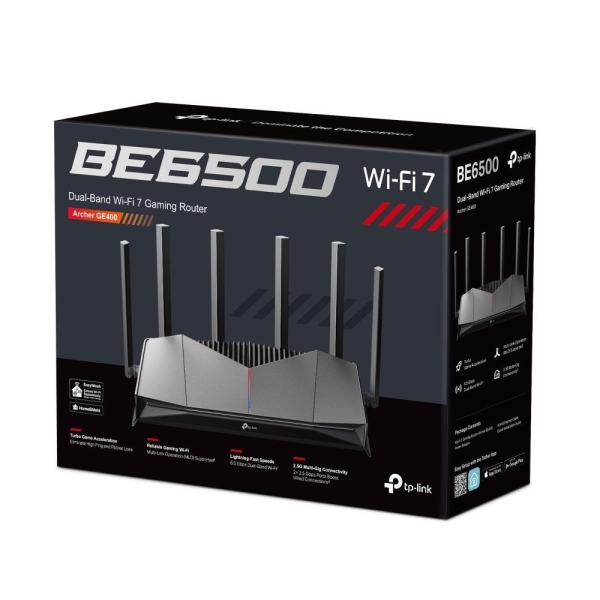 TP-Link Archer GE400 EasyMesh WiFi7 router (BE6500,2,4GHz/5GHz,1x2,5GbEWAN,1x2,5GbELAN,3xGbE,1xUSB3.0)