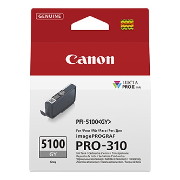 Canon PFI-5100 GY - 14.4 ml - šedá - originální - závesný box - inkoustový zásobník - pro imagePROGRAF PRO-310