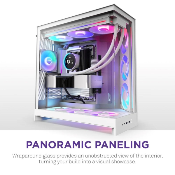 NZXT skříň H9 Flow ARGB dvoukomorová ATX / 3xRGB 140 mm / 1x 120mm fan / prosklená / bílá