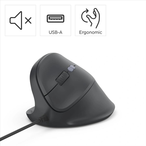 Hama vertikální ergonomická kabelová myš ECM-500L, pro leváky, černá