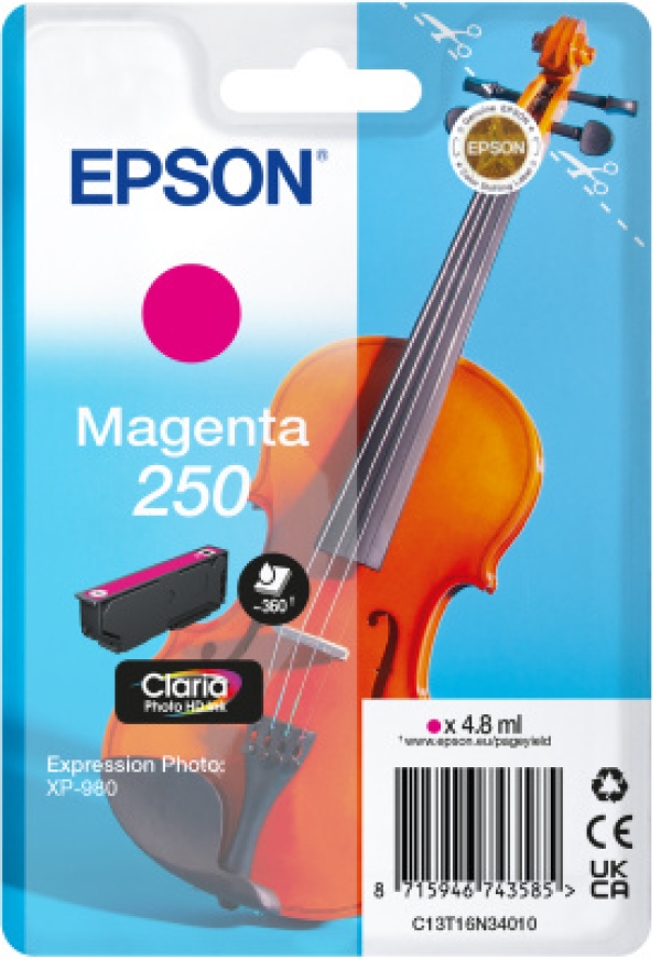 Epson 250 - 4.8 ml - purpurová - originální - blistr - inkoustová cartridge - pro P/N: C11CL95402