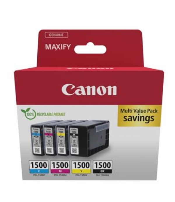 Canon CARTRIDGE PGI-1500 BK/C/M/Y MULTI-PACK pro MAXIFY MB2050, MB215x, MB2350, MB275x (300 str.)