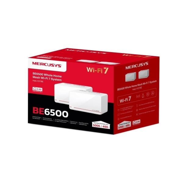 MERCUSYS Halo H37BE(2-pack) WiFi7 Mesh (BE6500,2,4GHz/5GHz,2x2,5GbELAN/WAN,1xGbELAN/WAN)