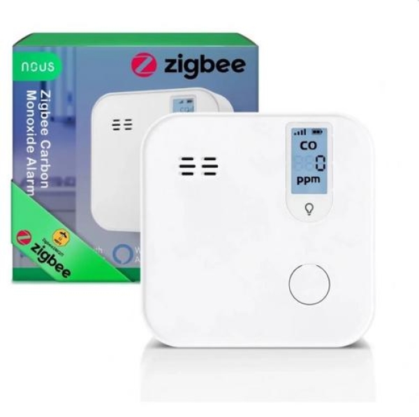 NOUS E12, Detektor xidu uhelnatého pro domácnost, kompatibilní s Tuya a ZigBee