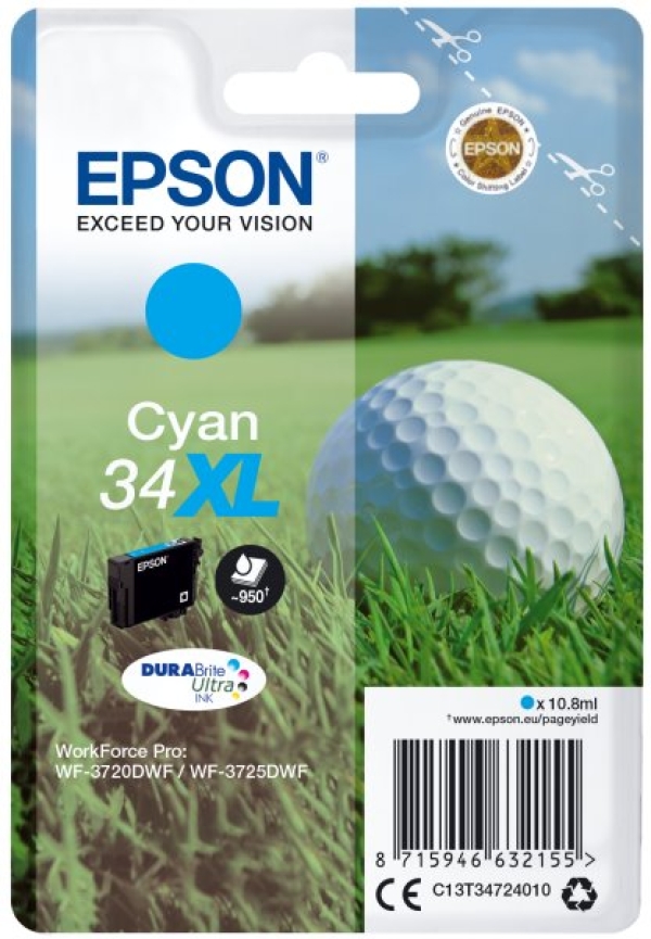 Náplň Epson 34XL, C13T34724010 azurová 