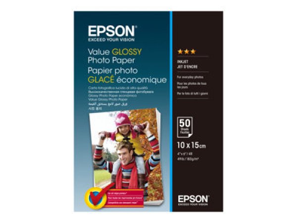 Epson Value - Lesklý - 100 x 150 mm - 183 g/m2 - 50 listy fotografický papír - pro Epson L382, L386, L486; Expression Home HD XP-15000; Expression Premium XP-900