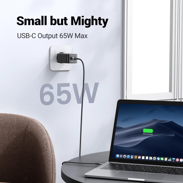 UGREEN síťová rychlonabíječka Nexode S 65W 3-Port, 2x USB-C,1x USB-A, GaN, stříbrná