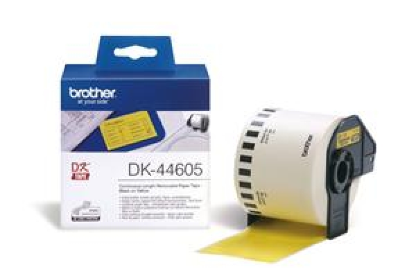 Brother papírová role 62mm x 30.48m, žlutá, snímatelná, 1 ks, DK44605, pro tiskárny štítků