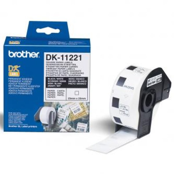 Brother DK-11221 - Černá na bílé - 23 x 23 mm 1000 štítky nálepky - pro Brother QL-1050, 1060, 1110, 500, 550, 560, 570, 580, 600, 650, 700, 710, 720, 820