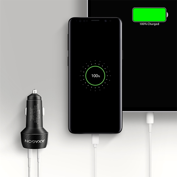 AXAGON PWC-PQ48, nabíječka do auta 48W, výstup USB-A + USB-C, PD3.0/PPS/QC4+/SFC/Apple