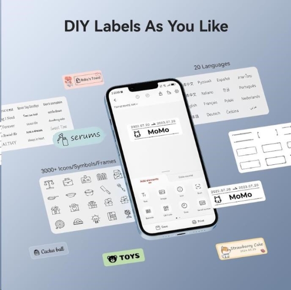 Niimbot Tiskárna štítků D11-H Smart, modrá + role štítků 160 ks