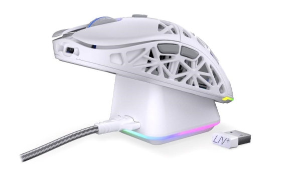 Endorfy Herní myš LIV Plus Wireless Onyx White, Bezdrátová, ARGB, bílá