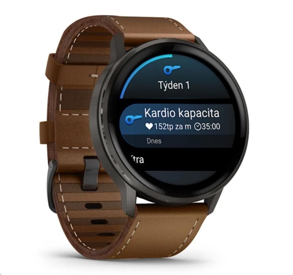 Garmin Venu 4 (45 mm) Slate / Černý silikonový řemínek a Hnědý kožený řemínek, EU (upravit kartu)