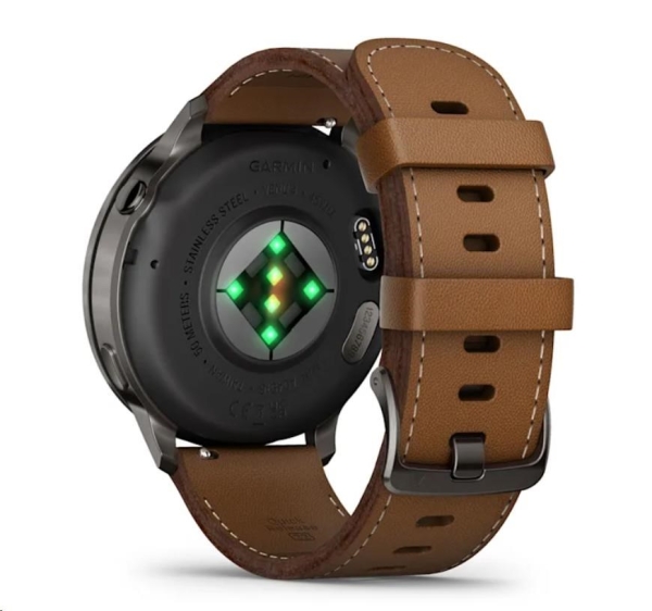Garmin Venu 4 (45 mm) Slate / Černý silikonový řemínek a Hnědý kožený řemínek, EU (upravit kartu)