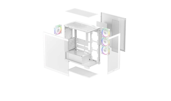 DEEPCOOL Case CG580 4F V2 WH, ATX, Průhledná bočnice, 4x120mm ARGB, bílá