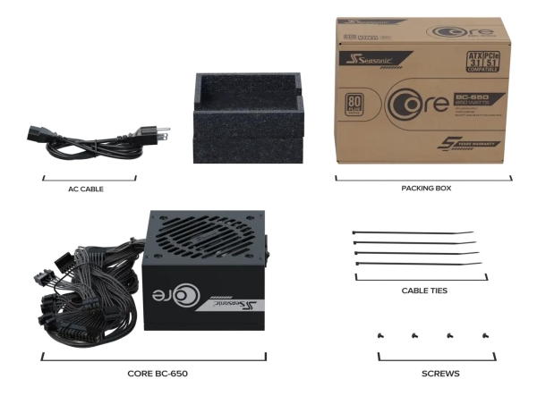 Zdroj Seasonic CORE BC-650 ATX 3.1 - 650W, 80+ Bronze