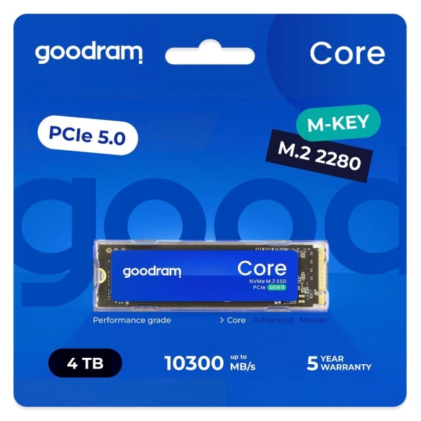 GOODRAM SSD Core 4TB, PCIe Gen5x4, M.2 2280, (R:9200/W:8100MB/s)