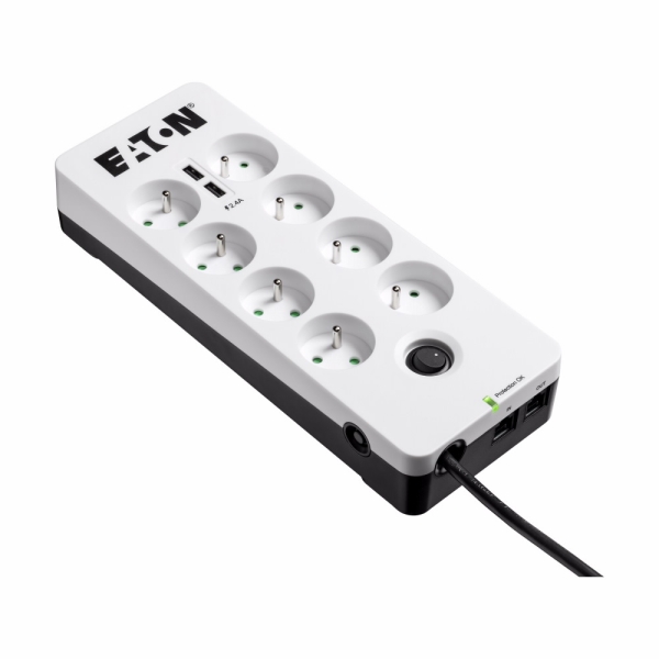 Eaton Protection Box 8 Tel@ USB FR, přepěťová ochrana, 8 zásuvek, 2x USB nabíječka, 1m