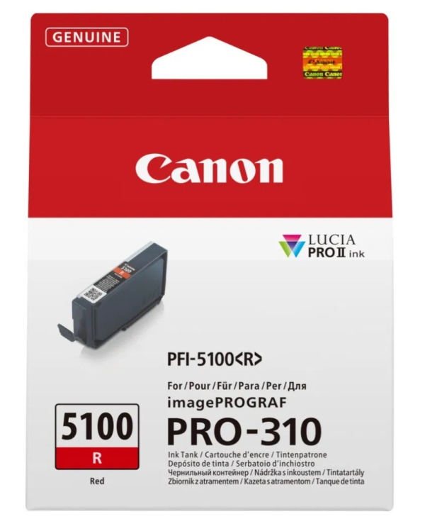 Canon PFI-5100 R - 14.4 ml - cervená - originální - závesný box - inkoustový zásobník - pro imagePROGRAF PRO-310