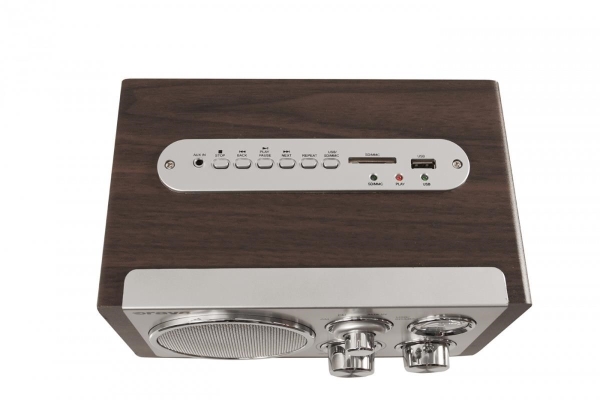Orava RR-29 A rádio, 1 x 3,5W, AM / FM rádio, USB, AUX vstup, SD karta, hnědá / stříbrná