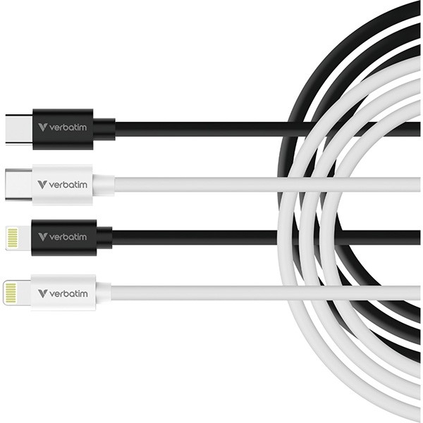Verbatim USB kabel USB C samec - Apple Lightning samec, 27W, 1m, černo-bílá, box, 32392