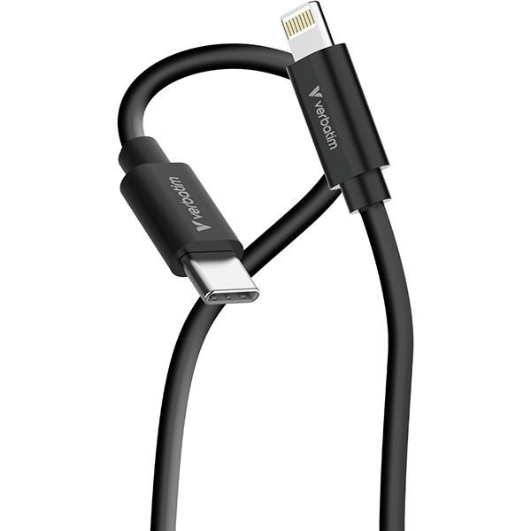 Verbatim USB kabel USB C samec - Apple Lightning samec, 27W, 1m, černo-bílá, box, 32392