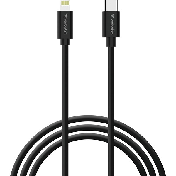 Verbatim USB kabel USB C samec - Apple Lightning samec, 27W, 1m, černo-bílá, box, 32392