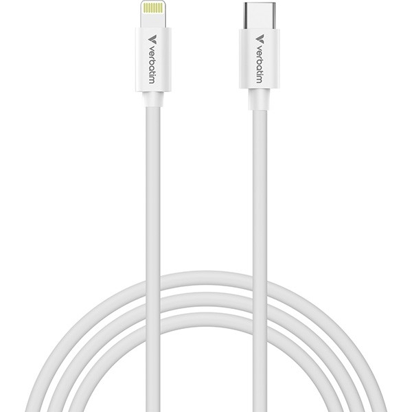 Verbatim USB kabel USB C samec - Apple Lightning samec, 27W, 1m, černo-bílá, box, 32392
