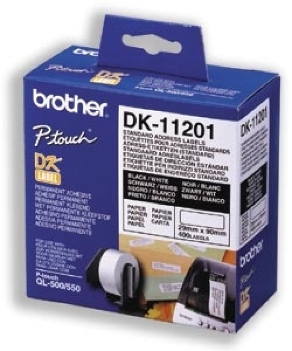 Brother papírové štítky 29mm x 90mm, bílá, 400 ks, DK11201, pro tiskárny řady QL