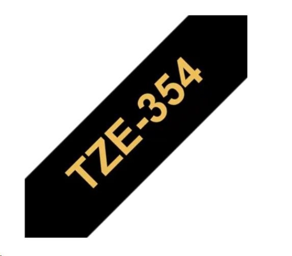 Brother originální páska do tiskárny štítků, Brother, TZE-354, zlatý tisk/černý podklad, laminovaná, 8m, 24mm