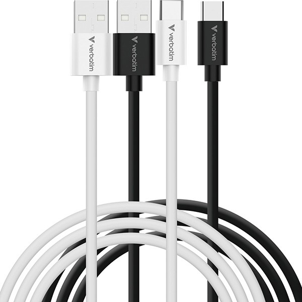 Verbatim USB kabel USB A samec - USB C samec, 18W, 1m, černo-bílá, box, 32393