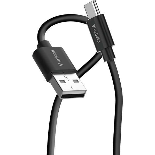 Verbatim USB kabel USB A samec - USB C samec, 18W, 1m, černo-bílá, box, 32393