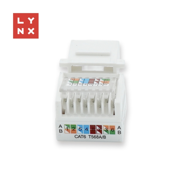 LYNX keystone UTP Cat6, samozařezávací, 90stp., bílý