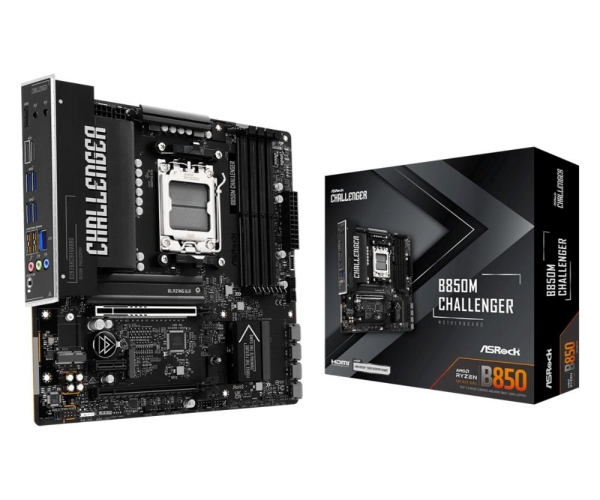 ASROCK B850M CHALLENGER (AM5, amd B850, 4xDDR5 8000+, PCIE 5.0, HDMI, 4xSATA3 +2xM.2, USB3.2 G2, GLAN 2,5G, mATX)