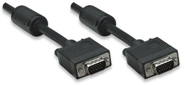 MANHATTAN kabel SVGA k monitoru s feritovými jádry, HD15 Male / HD15 Male, 1.8m, Black